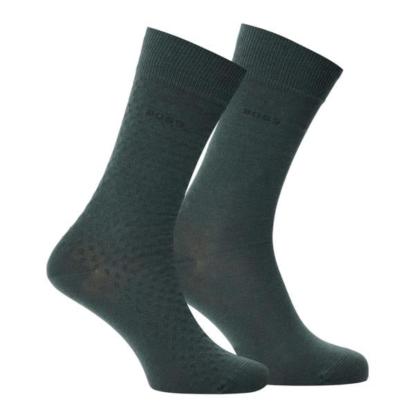 Boss Mens Polka Dot Crew Socks (Pack of 2) - Dark Green - 