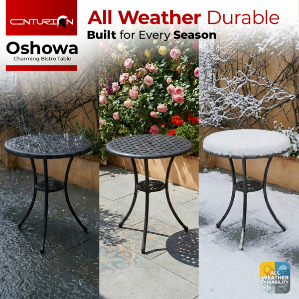 Centurion Supports OSHOWA Black Garden and Patio Cast Aluminium Bistro Table