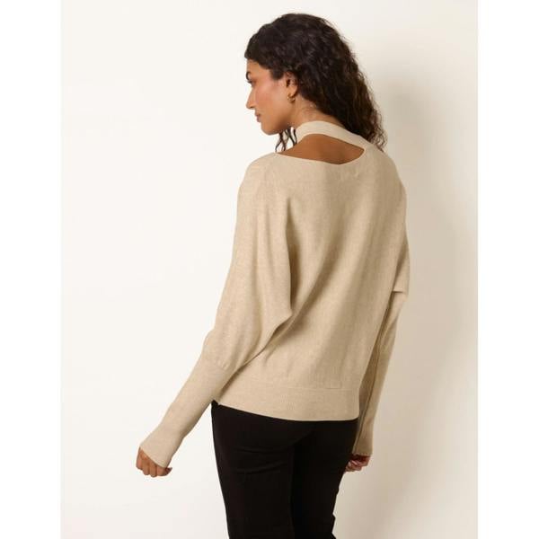 Blue Vanilla Button Detail Cut-Out Batwing Jumper