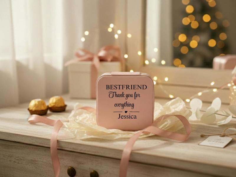 Dyzi Personalised Gift for Mum Travel Jewellery Box Faux Leather Case