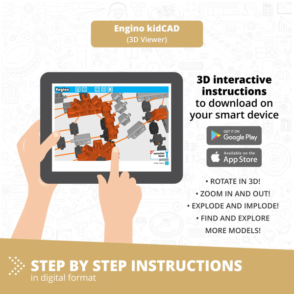 Engino Open Projects STEM Set: (in plastic tub, including Amusement park, Eiffel Tower & Chain reaction)