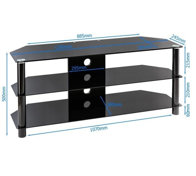 Dorel Home Essentials TV-Stand with 3 Shelves Black/Glass ESS1200/3-BLK