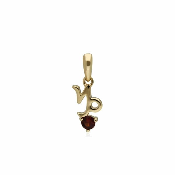 135P2004019 Garnet Capricorn Zodiac Charm Necklace in 9ct Yellow Gold 2