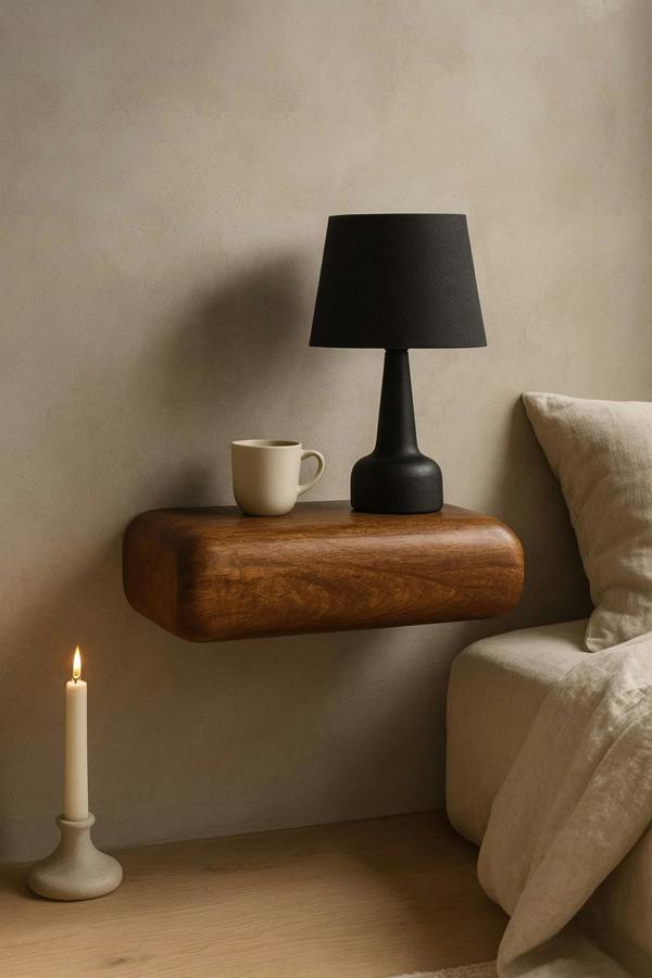 Artisan Furniture Solid Wood Solis Wall-Mounted Bedside, 1 Drawer, Brown