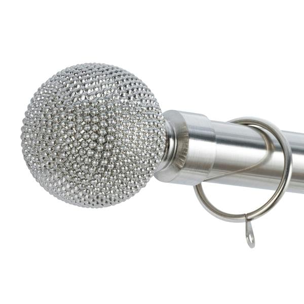 A.Unique Home Beaded Ball Extendable Curtain Pole (25/28mm) (Brushed Steel,70cm - 120cm)