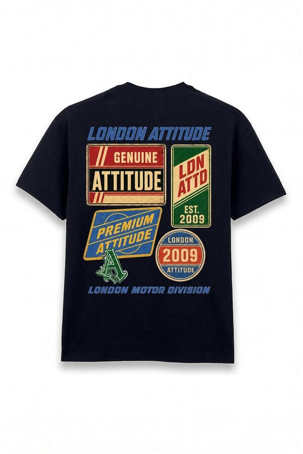 London Attitude Oversized  Vintage Motorsport Back Print T-Shirt