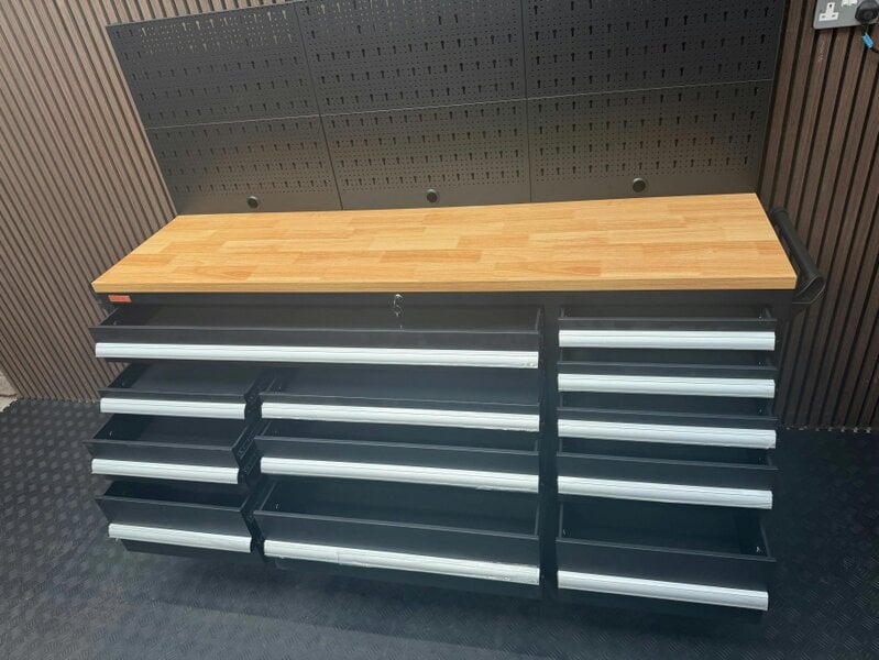 Rock Machinery Rock RT-066 Steel 72" Wooden benchtop tool chest with backboard