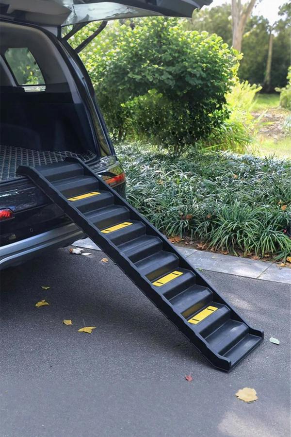Living and Home Folding Portable Dog Pet Staircase with Black Non-Slip Ramp