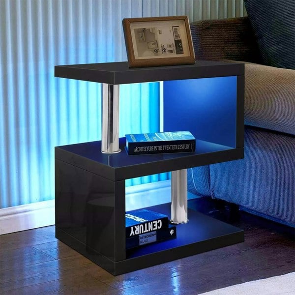 Comfy Living Burnham High Gloss Side Table with LED Lighting
