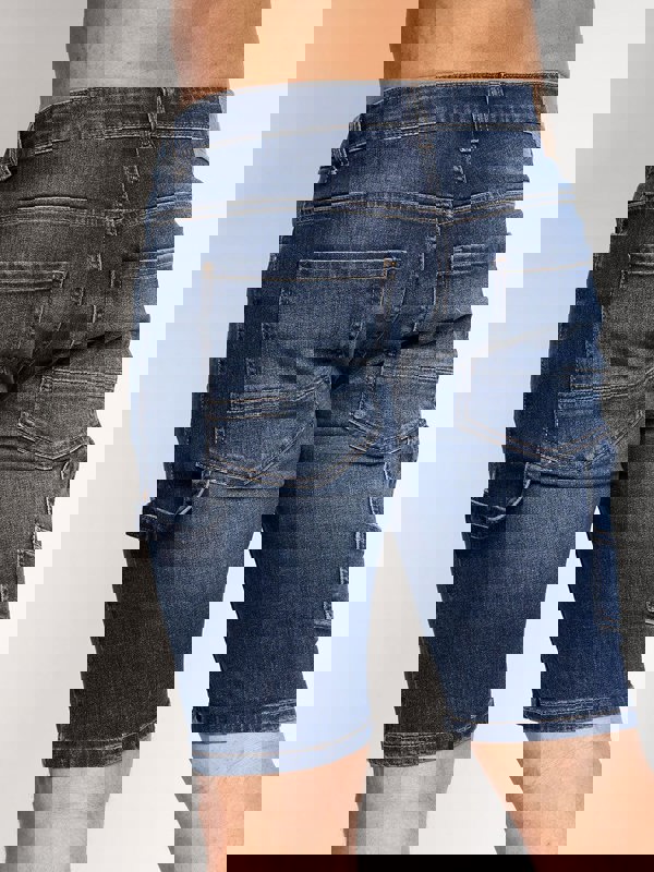 Crosshatch Carpenter Denim Shorts Dark Wash