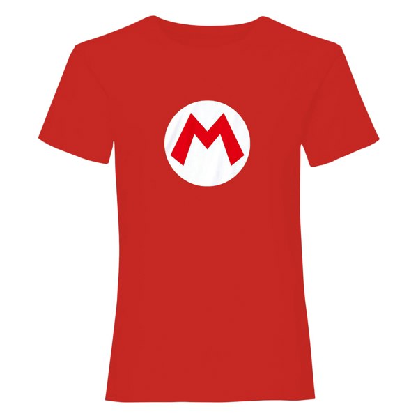 Super Mario Unisex Adult Logo T-Shirt - Red/White