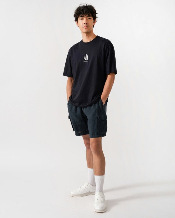 Armani Exchange Mens Embroidered A|X Centre Logo T-Shirt - Deep Navy UB101