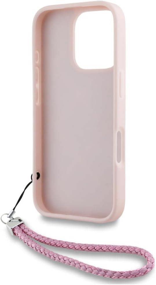 Karl Lagerfeld Quilted Initial Logo with Chain Strap Case for iPhone 16 Pro 6.3" Pink - KLHCP16LPSQSKLSMSP