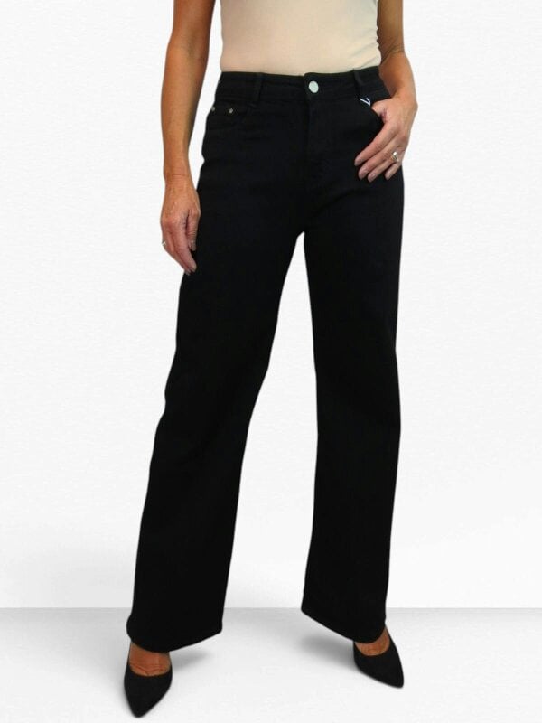 Paulo Due Women's High Waist Wide Straight Leg Stretch Jeans