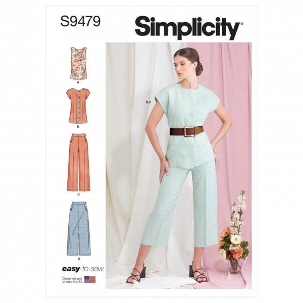 Simplicity Sewing Pattern 9479, Tops, Trousers for Women, H5 (6-8-10-12-14) - Easy