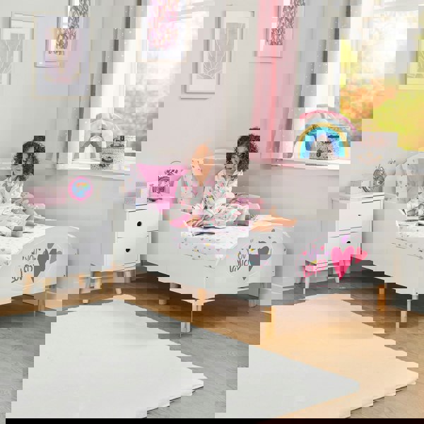 Liberty House Toys Kids White Toddler Bed – You Are Loved