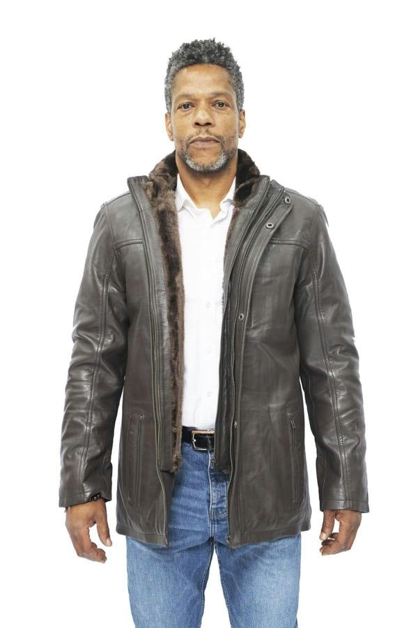 Infinity Leather Mens Leather Mid Length Coat-Hanoi