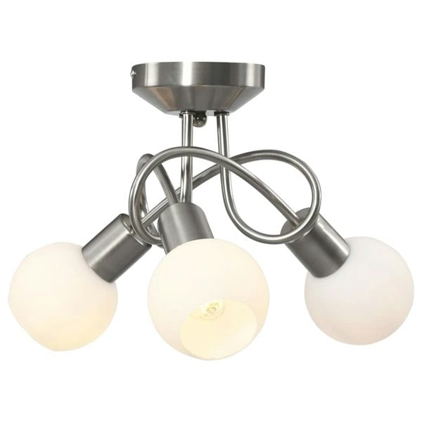 Berkfield Ceiling Lamp with Ceramic Shades for 3 E14 Bulbs White Bowl