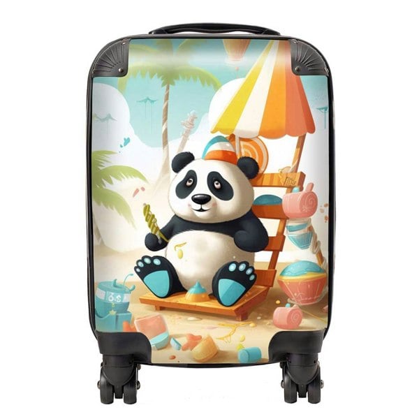 Warren Reed Happy Panda On A Beach Holiday Suitcase