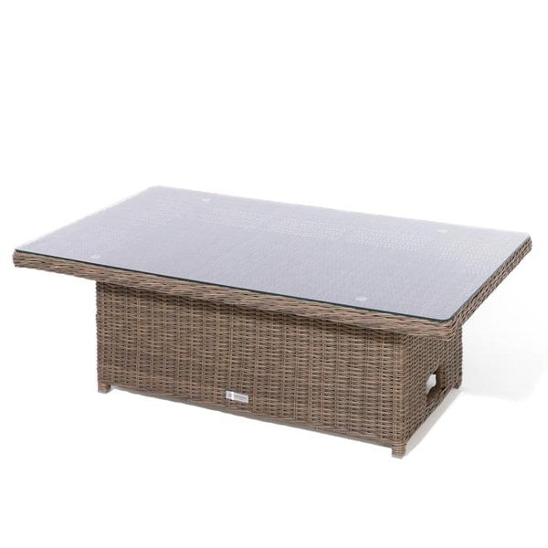 Rowlinson Natural Weave Rattan Corner Dining Set | Adjustable Height Table | 5 Piece