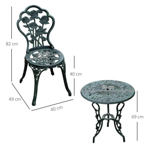 Wyld Haus Lafira 3 Piece Cast Aluminium Garden Bistro Table And Chair Set In Green