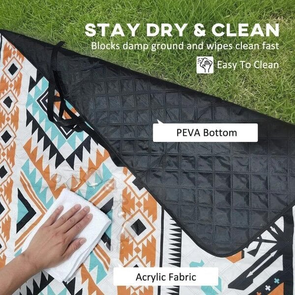 Picnic Blanket, 300x200CM Large Beach Blanket Outdoor Picnic Mat with Integrated Strap for Camping, Mix-Colour