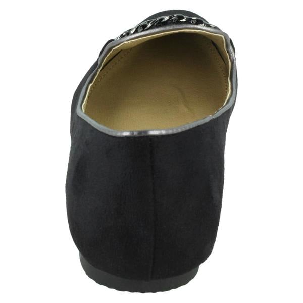 Spot On Ladies Spot On Chain Trim Flat Ballerina Shoes F80015