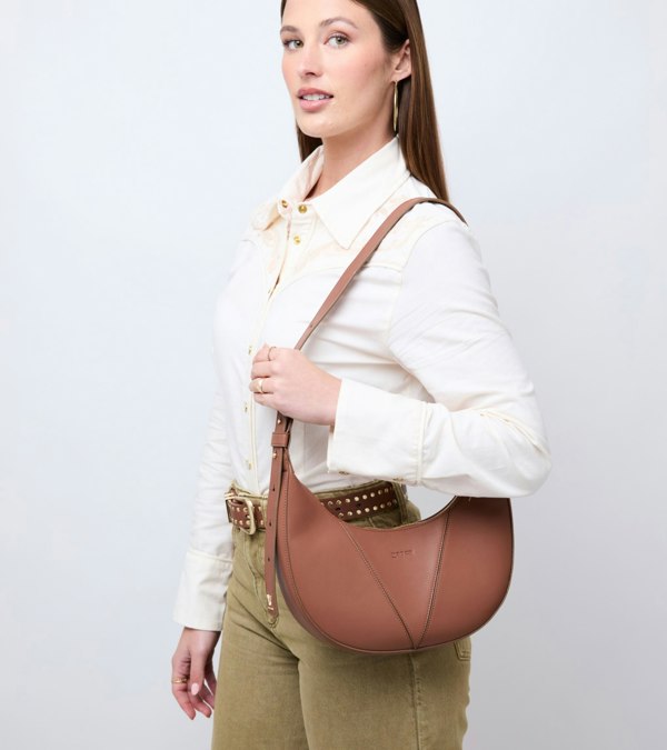 Votch River Vegan Bio-Based Bamboo Leather Hobo Bag in Brown