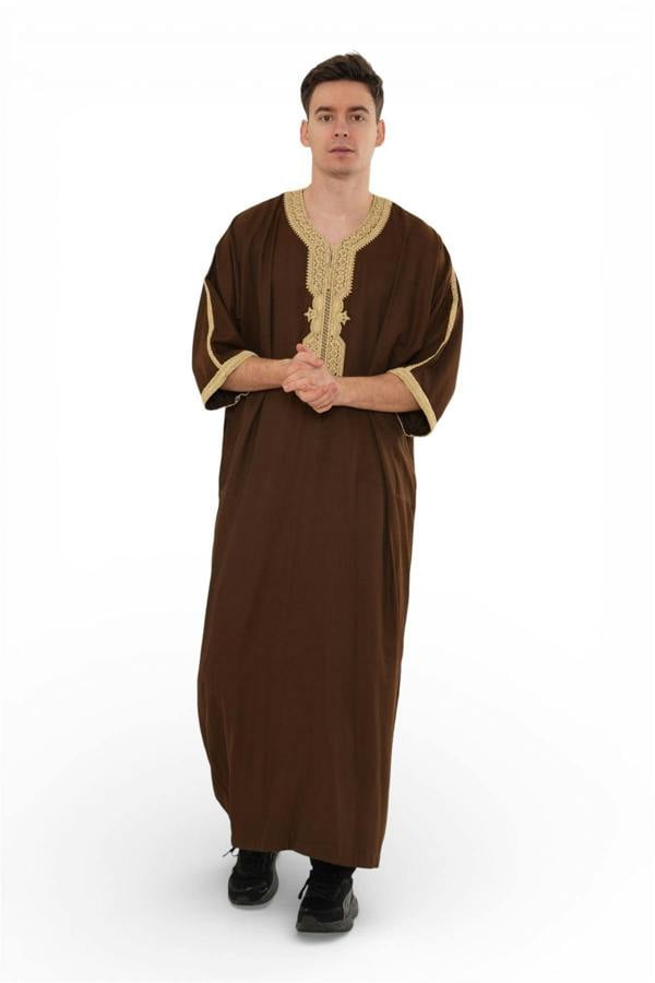 Infinity Leather Men's Ramadan Moroccan Thobe Robe Djellaba Gandoura Eid Jubba- HM67