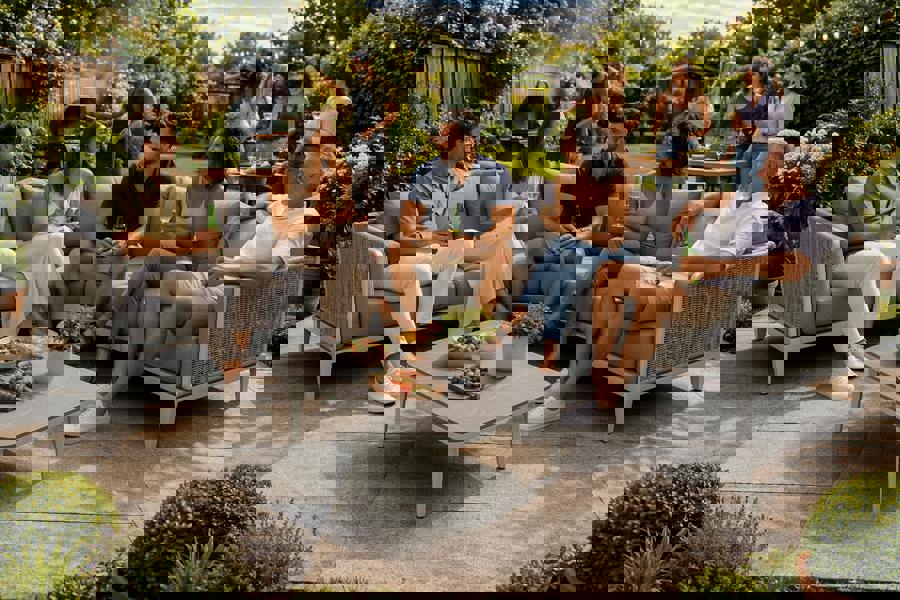 Sienna Corner Sofa L-Shaped Corner Sofa Set - Aluminium Garden Furniture with Teak Accents The Garden Furniture Shop