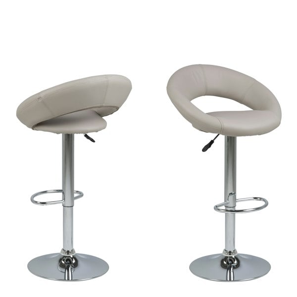 Furniture To Go Plump Light Grey Swivel Bar Stool with Open Back
