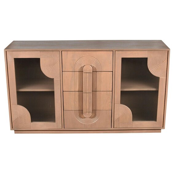 Wyld Haus New Mexico Large Natural Mango Wood Sideboard with 4 Drawers and 2 Doors