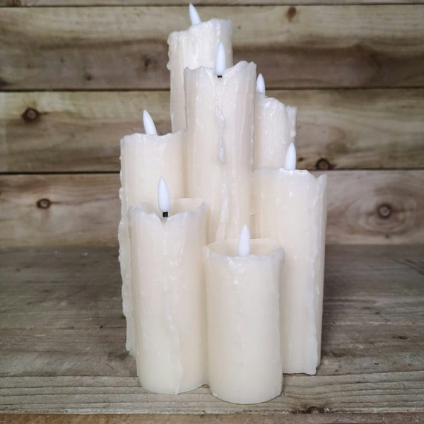 Samuel Alexander 7 Flame Battery Operated Melted Edge Christmas Wax Candle with Timer