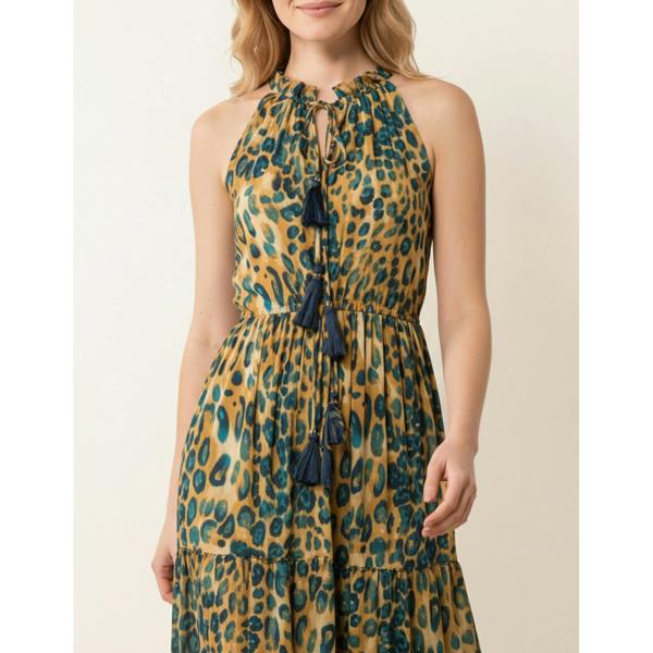 Blue Vanilla Diamante Tiered Tie Front Dress