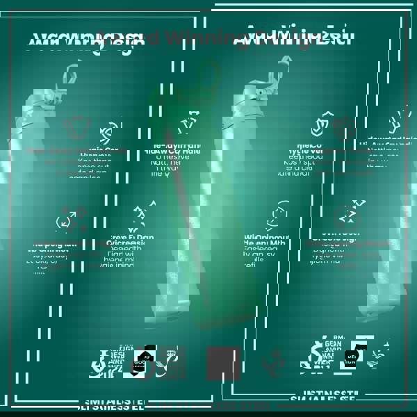 ION8 Leak Proof Slim Water Bottle, Stainless Steel, Teal, 600ml (20oz)