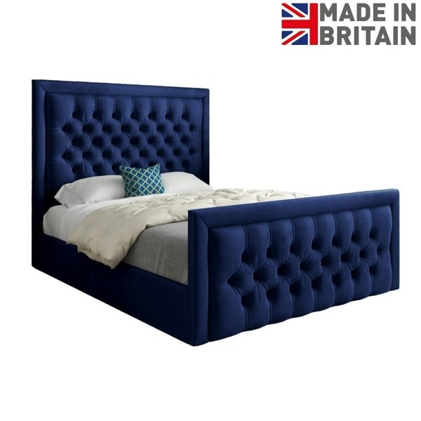 Casa Magna Rovigo Upholstered Soft Velvet Bed Frame - Blue