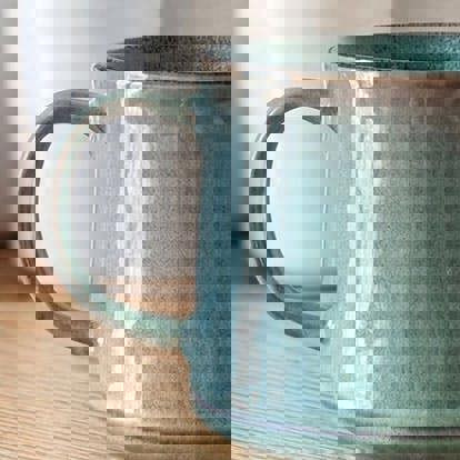 Upper Street Scandi Home Set of 2 600ml Teal Green Reactive Glaze Ceramic Vega Mugs