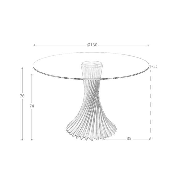 Angel Cerdá Round tempered glass and walnut dining table 1127