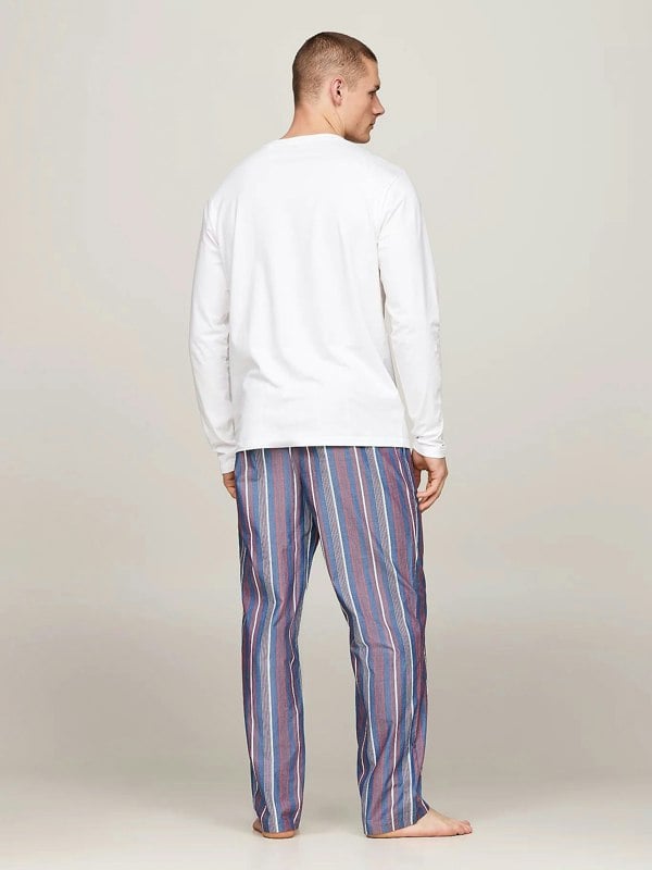 Tommy Hilfiger MONOTYPE Mens Pyjama Set White/Monotype Stripes Indigo