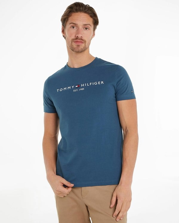 Tommy Hilfiger Tommy Logo Basic Mens T-Shirt - Aegean Sea