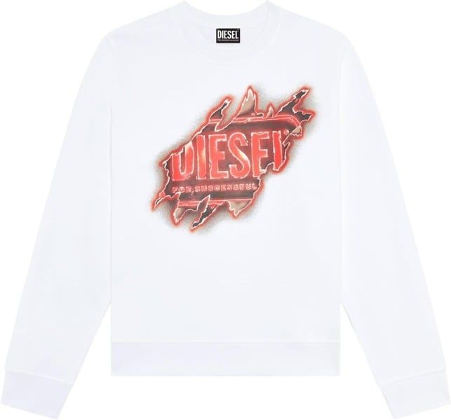 Diesel Peel Effect Logo Sweatshirt - White