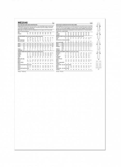 Know Me Sewing Pattern 2046, Dresses, Trousers for Women, K5 (8-10-12-14-16) - Easy