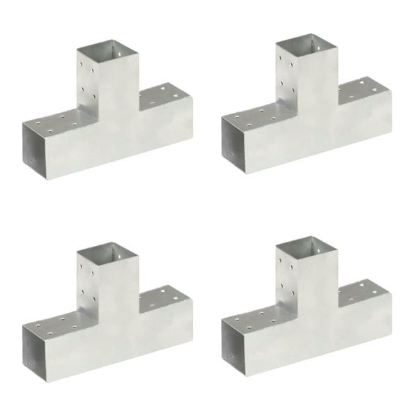 Berkfield Post Connectors 4 pcs T Shape Galvanised Metal 71x71 mm