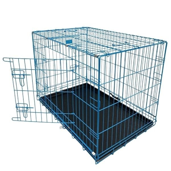 HugglePets Pink / Blue Dog Cage with Plastic Tray