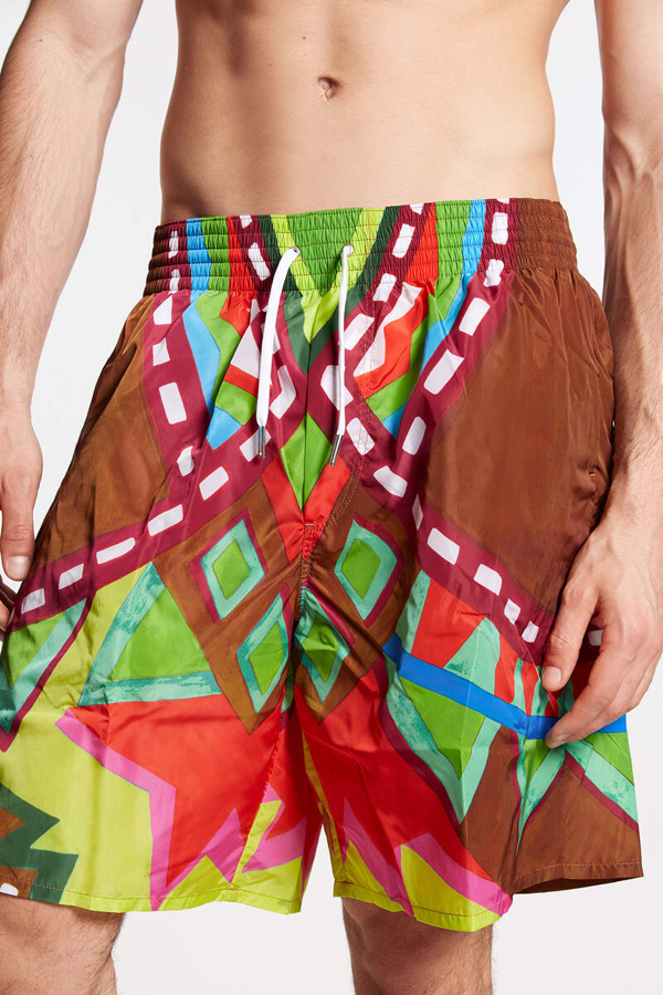 Dsquared2 Colourful Abstract Design Swim Shorts - Brown