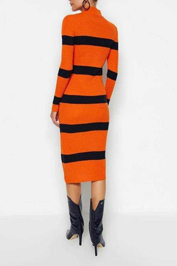 WOVCOR Midi Knit Striped Dress
