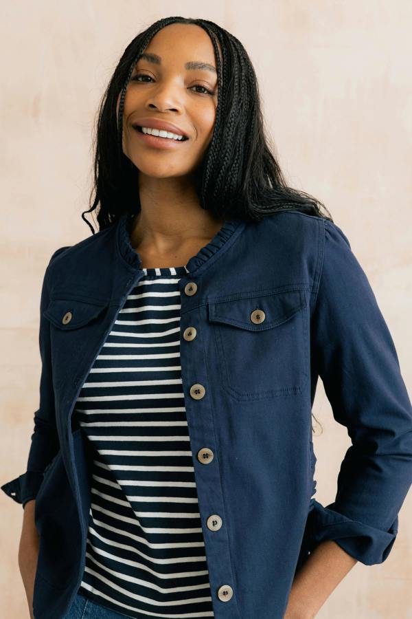 Lily & Me Seren Stretch Cotton Twill Jacket Navy