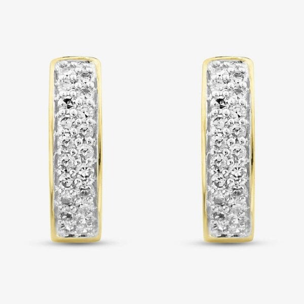 T. H. Baker 9ct Yellow Gold 0.25ct Diamond Channel Set Two Row Huggie Earrings THE45089-25