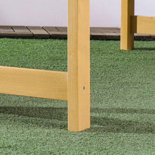 Wyld Haus Tola 143cm Natural Wood 2 Seater Garden Bench With Armrests Slatted Frame