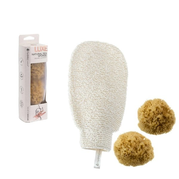 Hydréa London Baby Bliss Newborn BathTime Gift Set - Sea Sponge Set + Bamboo Wash Mitt